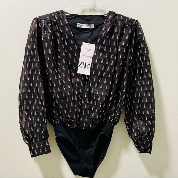 Zara Black Sheer Bodysuit - Picture 6 of 8